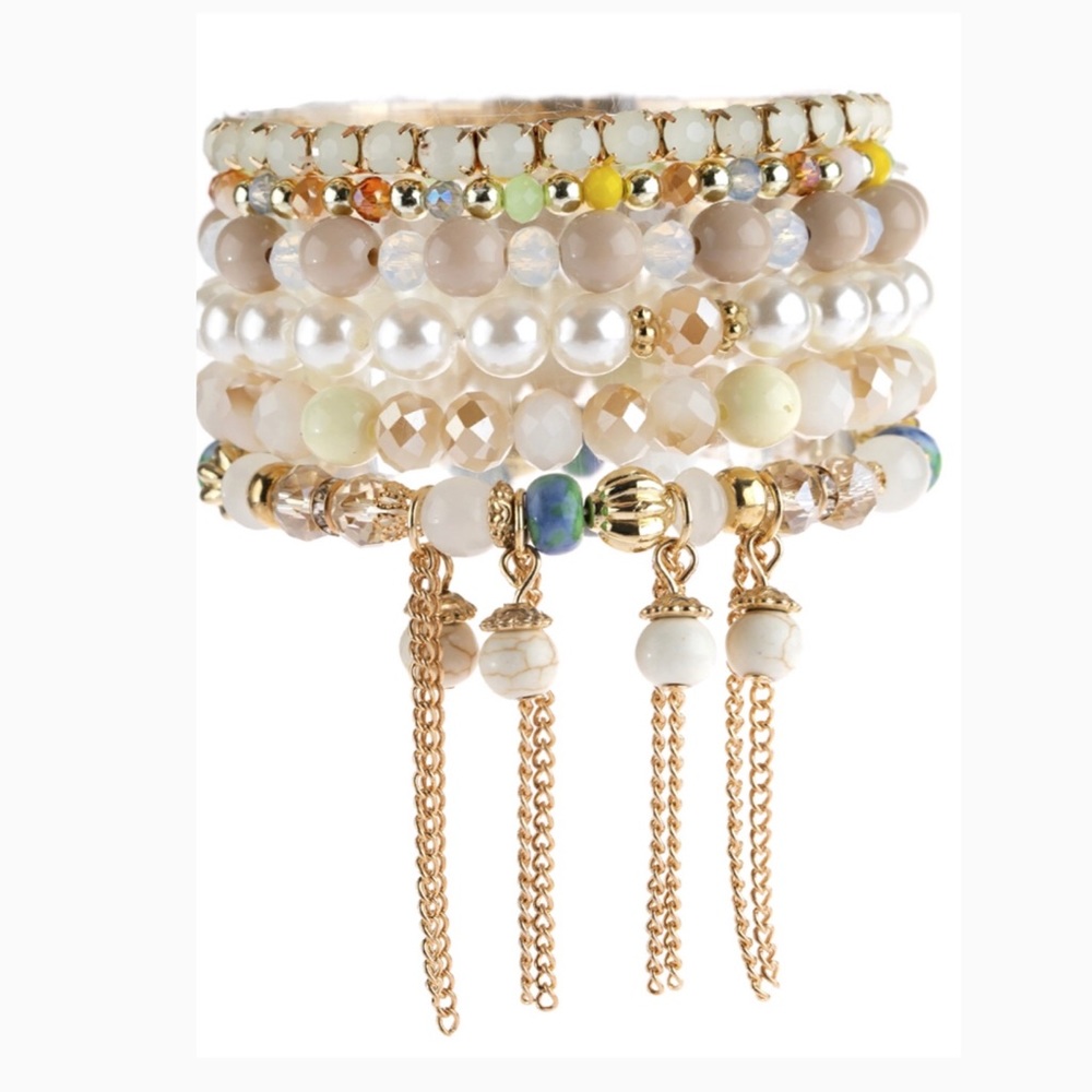 THE CHIC BOHO MIXED BEAD GLASS BUNDLE BRACELET